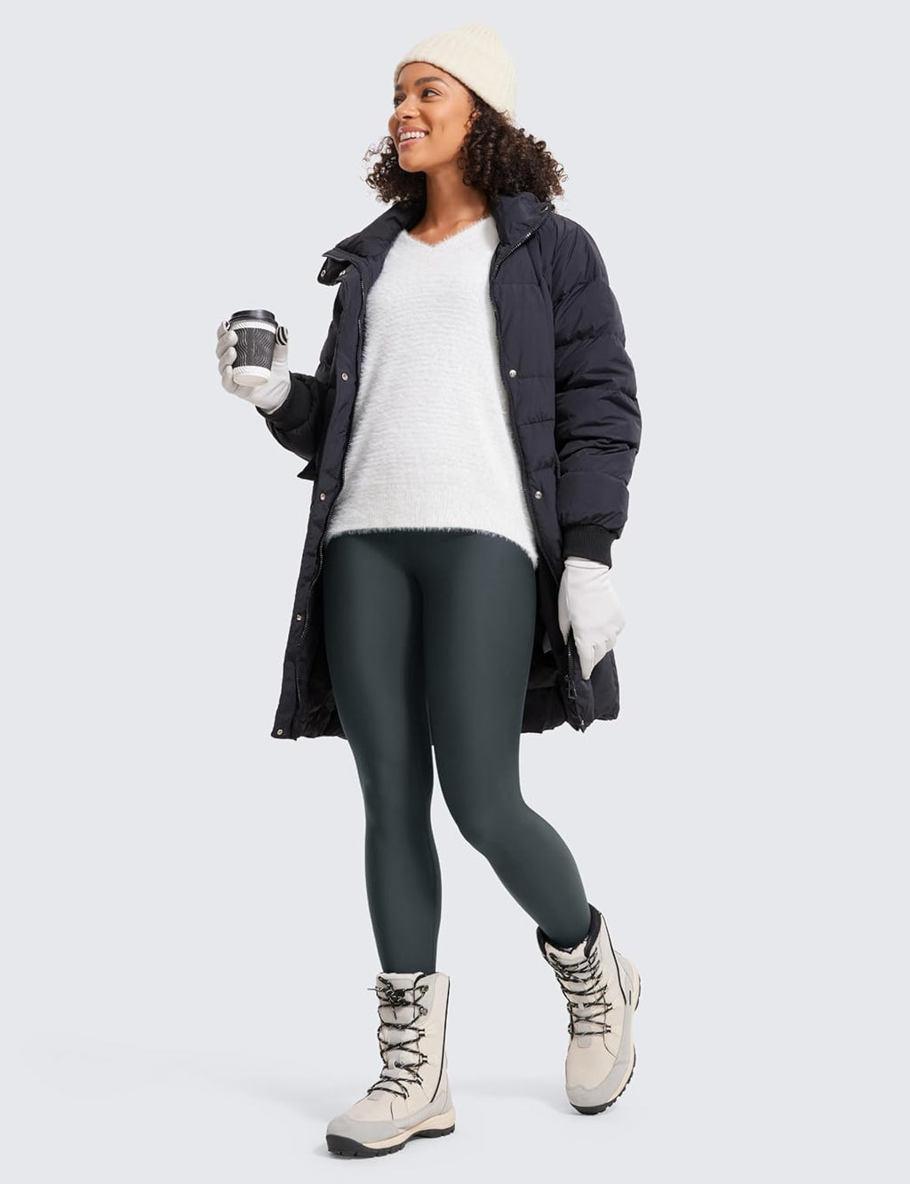 Fleece Lined Leggings 28'' - Thermal Casual Lounge Workout Yoga Womens Full Length Pants Winter Warm