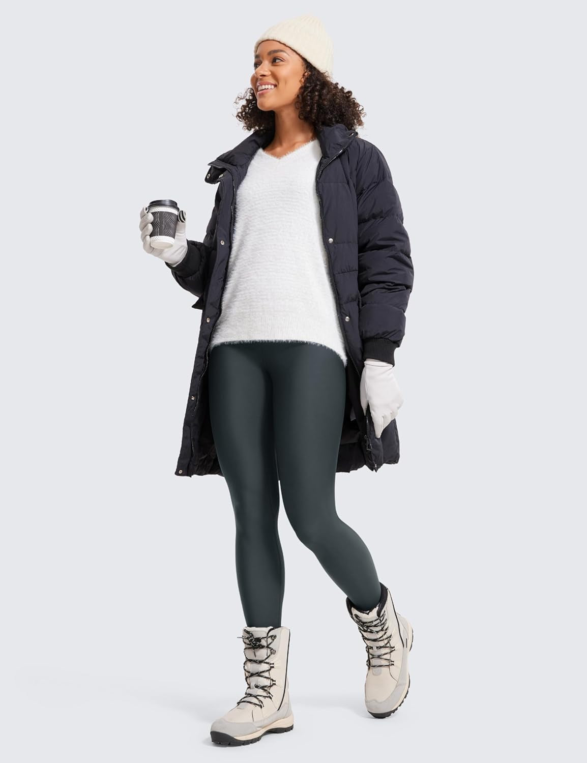 Fleece Lined Leggings 28'' - Thermal Casual Lounge Workout Yoga Womens Full Length Pants Winter Warm