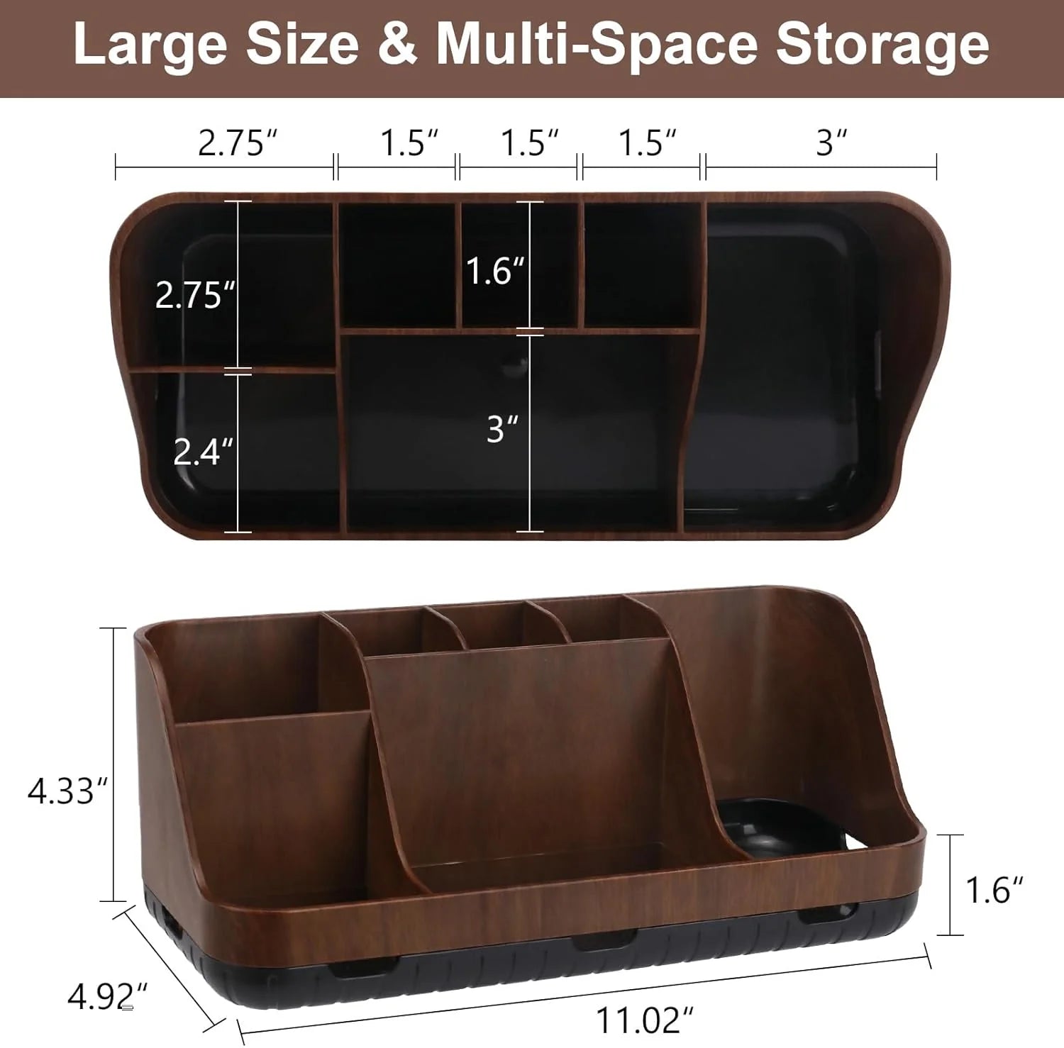 Wood Toothbrush Holders for Bathrooms Countertop Organizer - Detachable 7 Slots Kid Bathroom Decor and Accessories, Wooden Bathroom Sink Storage Organization, Caddy, Tray, Brown