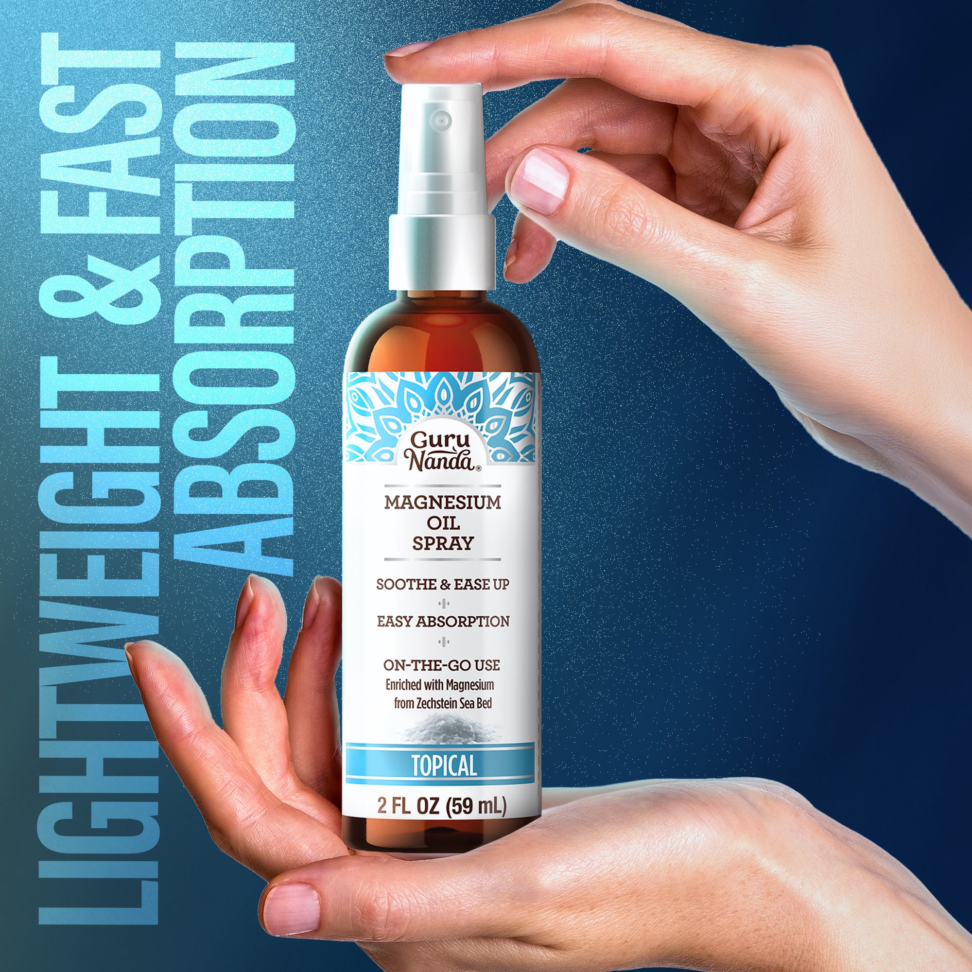 Magnesium Oil Spray for Muscle Relief & Soothing Aches - Quick Absorbing- 2Oz