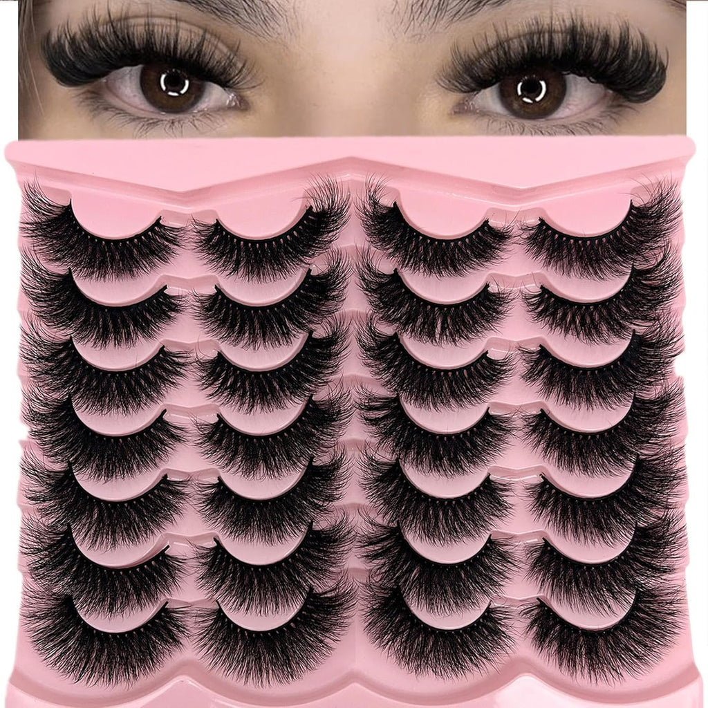 Fluffy Lashes Mink Wispy Cat Eye Faux Mink Lashes Pack Soft Fake Strip Eyelashes 18Mm Long Volume False Eyelashes Natural Look