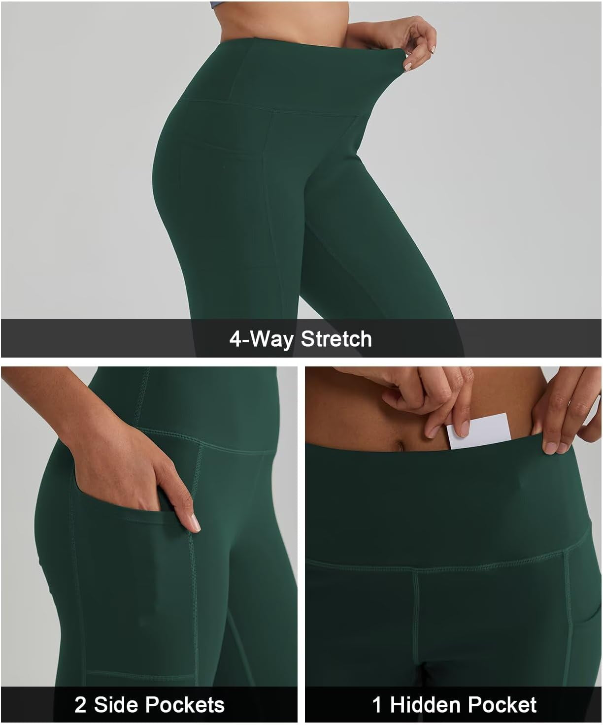 High Waisted Leggings for Women with 3 Pockets, Tummy Control Yoga Pants for Workout Yoga Casual