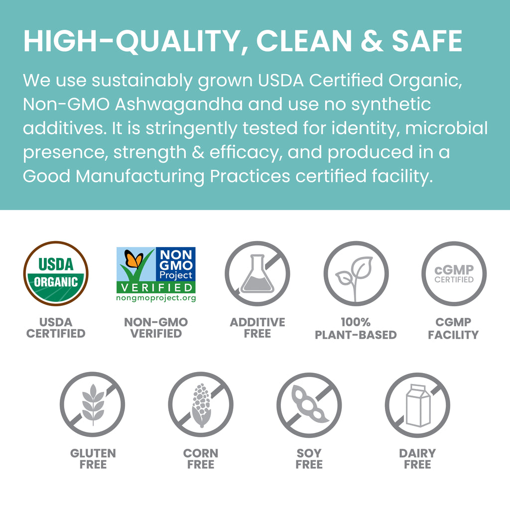 Organic Ashwagandha Root for Stress, Energy and Adrenal Support, 670 Mg, 90 Caplets