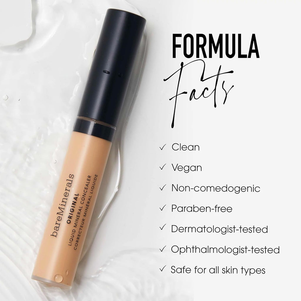 Bareminerals Original Liquid Mineral Concealer, Brightening Dark Circle Eye Concealer, Reduces Look of Fine Lines, Buildable Coverage, Vegan