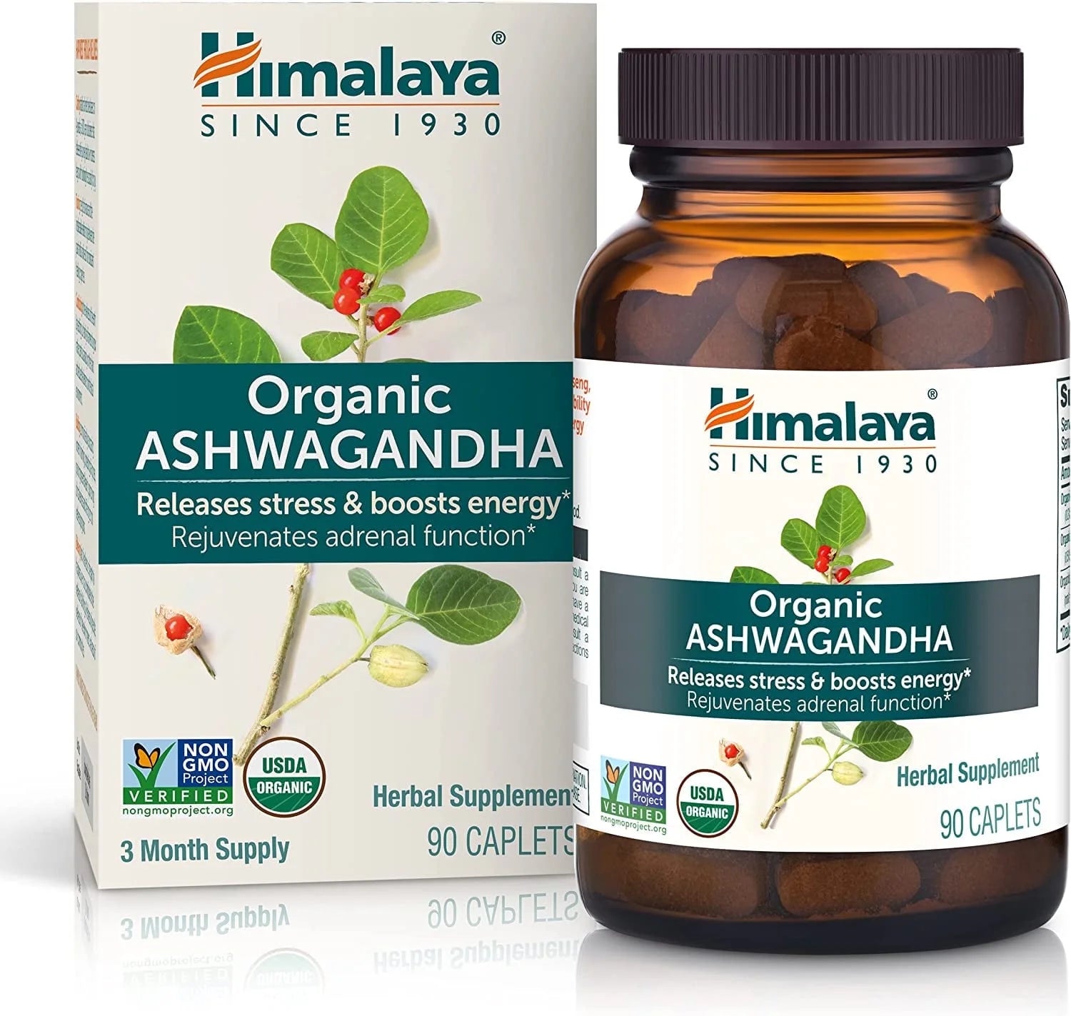 Organic Ashwagandha Root for Stress, Energy and Adrenal Support, 670 Mg, 90 Caplets