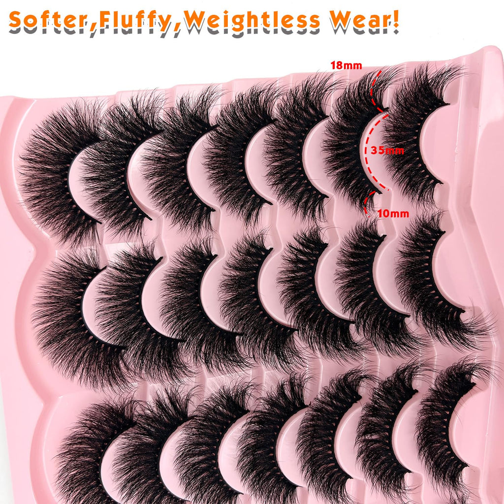 Fluffy Lashes Mink Wispy Cat Eye Faux Mink Lashes Pack Soft Fake Strip Eyelashes 18Mm Long Volume False Eyelashes Natural Look