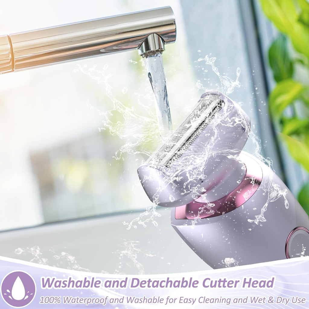 Electric Shaver for Women Legs - Electric Razors for Women Pubic Hair Underarm Arm Bikini Private Area, Portable Painless Lady Body Hair Trimmer Waterproof Wet or Dry, USB Rechargeable (Purple)