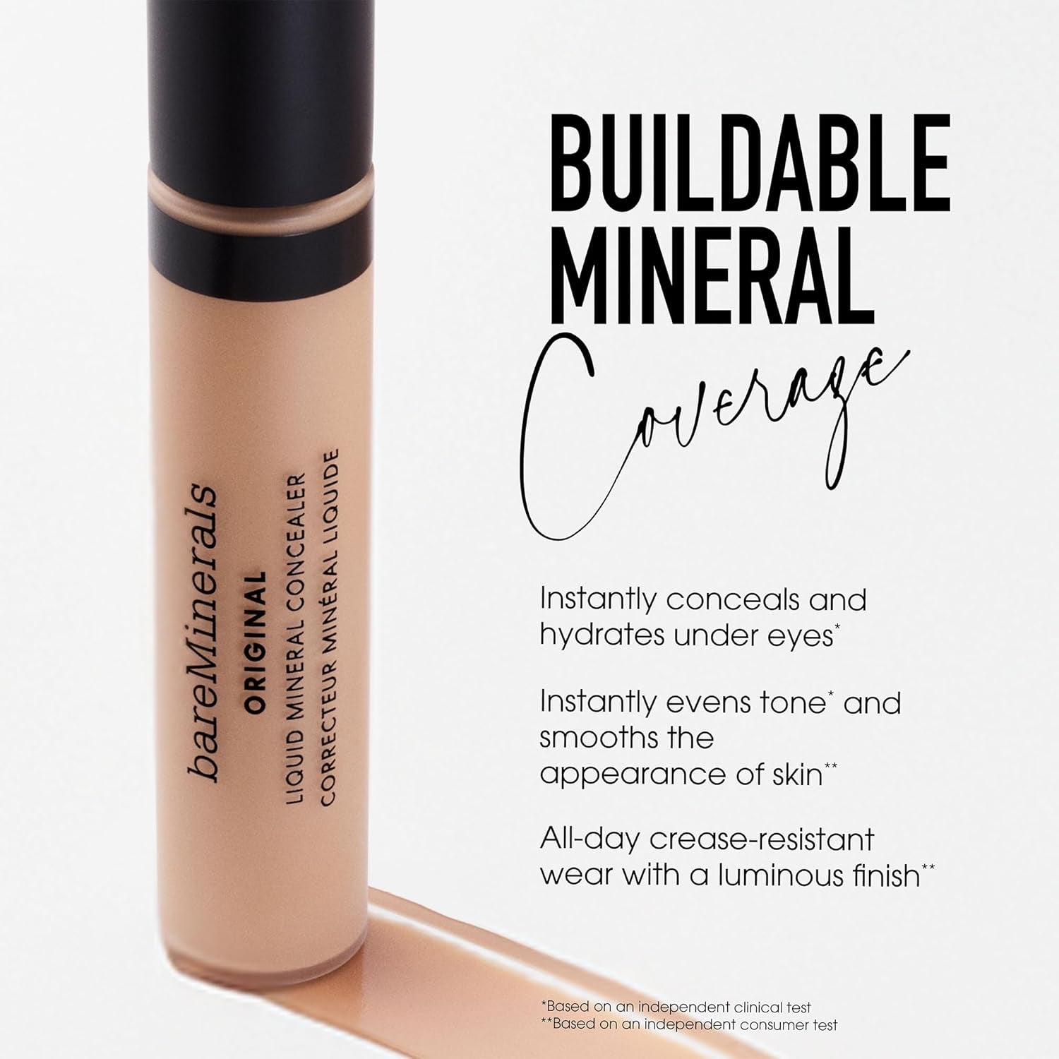 Bareminerals Original Liquid Mineral Concealer, Brightening Dark Circle Eye Concealer, Reduces Look of Fine Lines, Buildable Coverage, Vegan